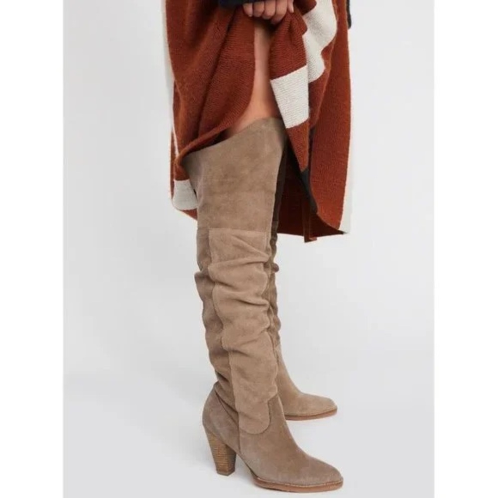 Free People + Jeffrey Campbell Brown Womens Kamala Suede Tall Boot Sz 8